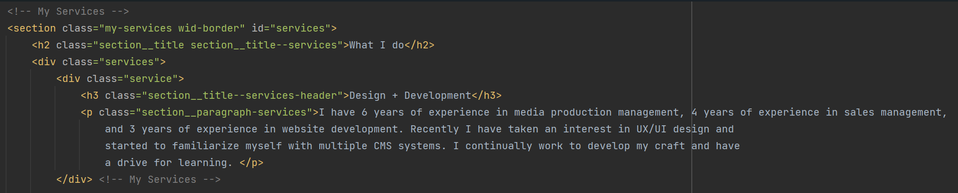 Image of a few lines of code from Seager Testing Website using WebStorm